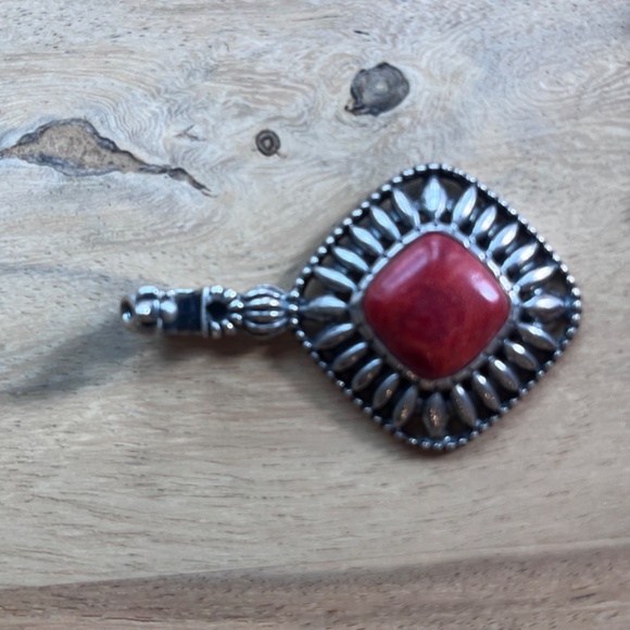 Carnelian red jasper, carnelian and red coral multi gem sterling silver necklace - Picture 9 of 9